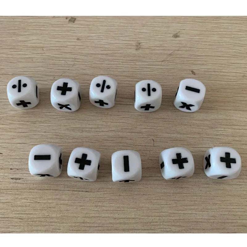 10 PCS Addition and Subtraction Symbol Dice Operation Assistant Props Multiplication and division Dices