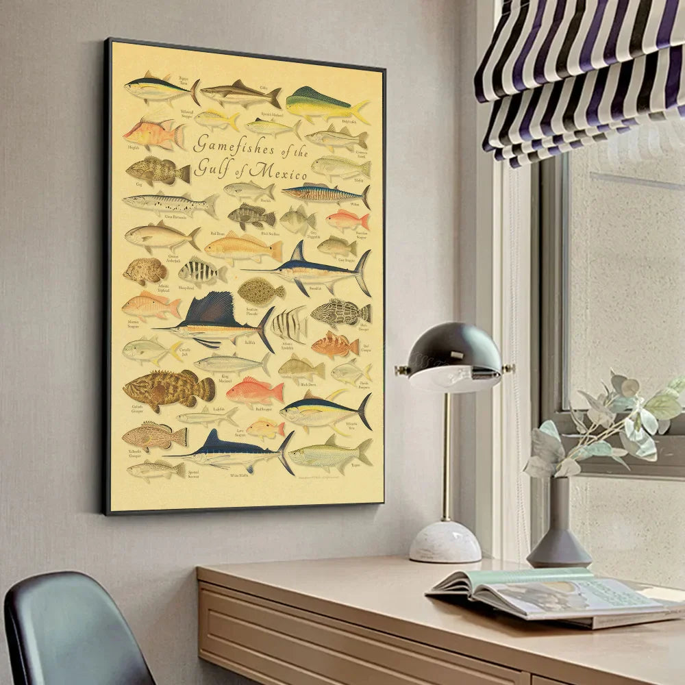 ACE Fishing Fish Sea Poster Wall Chart Prints And Posters Home Living Bed Room Decor Art Bar Cafe Framelesss Painting Poster