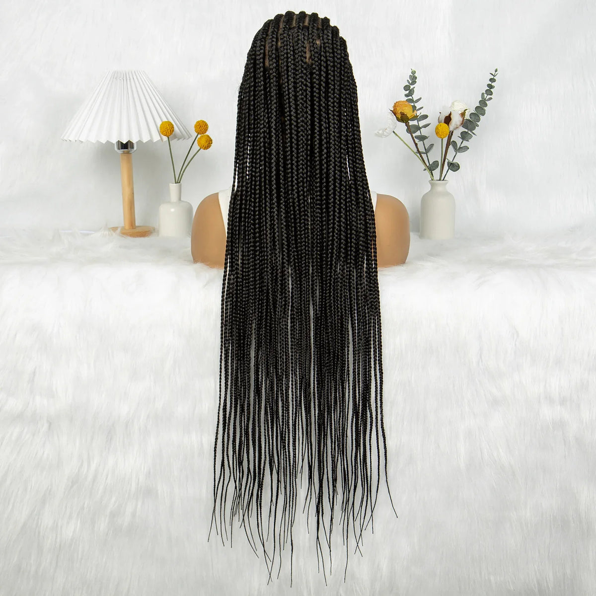 Fulani Stitch Cornrow Box Braids Wig | Transparent Full Lace | Baby Hair | Black Women