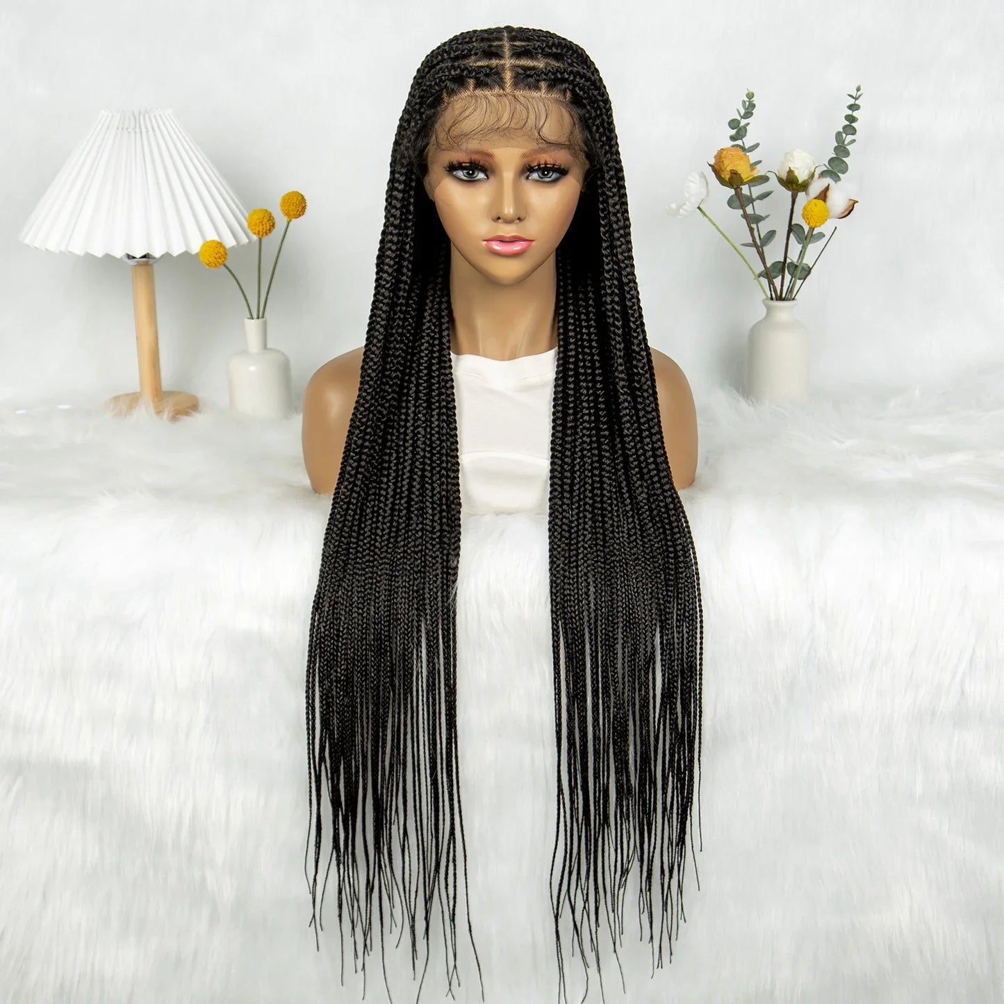 Full Lace Twisted & Box Braids Wig | Cornrow Accents