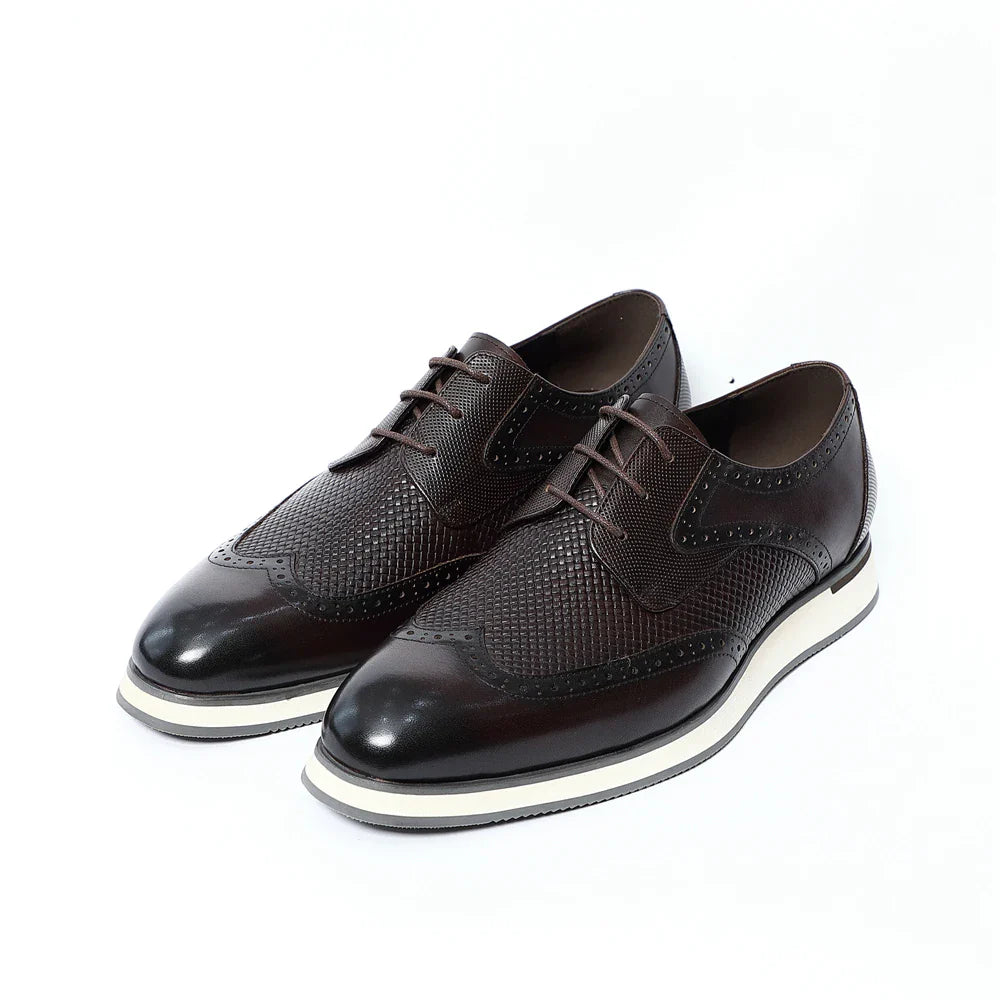 Luxury Handmade Men's Genuine Leather Derby Shoes | Classic Black & Brown Crocodile Print Casual Dress Shoes