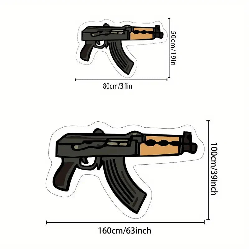 VIKAMA Creative Rifle Design Rug, Living Room & Bedroom Floor Mat, Boys' Room Decorative Rug, Soft Washable Home Furnishing