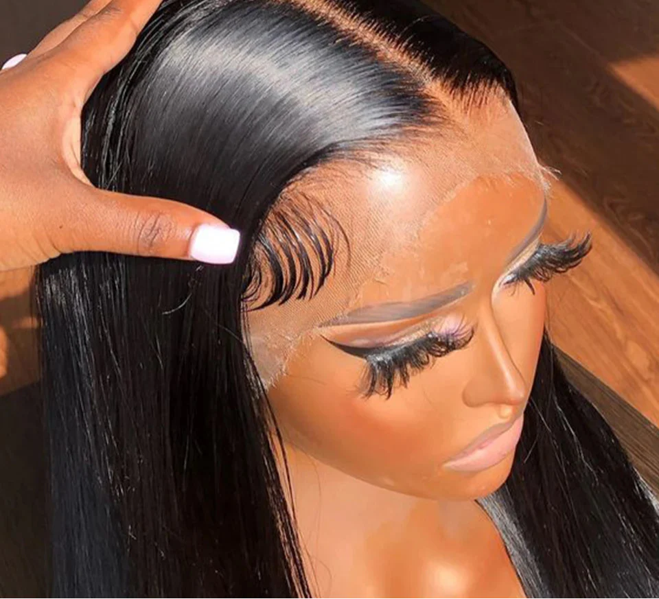 32 Inch Bone Straight T-Part Lace Front Wig | Transparent & Pre-Plucked Brazilian Remy Human Hair