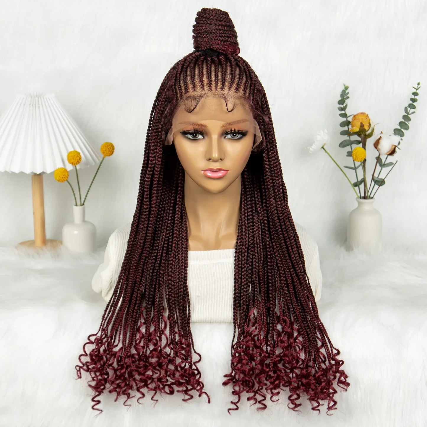 Updo Braided Wig with Curly Ends & Baby Hair | Lace Front