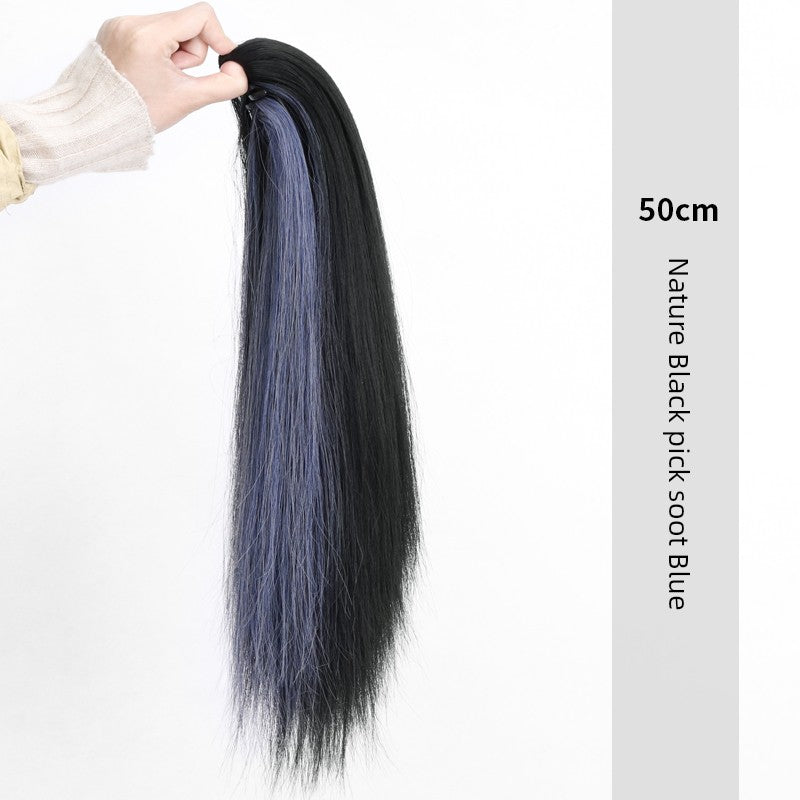 Seamless Red High Ponytail Braid | Mid-Length Synthetic Hair Extension