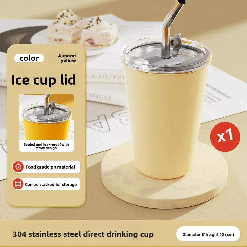 304 Stainless Steel lce cup 6 Color Options Coffee cup Leak - Proof Double use Direct Drink & Straw Food Grade Stackable