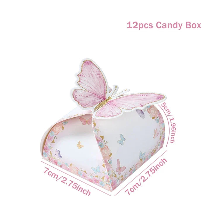 Pink Butterfly Candy Gifts Box Happy Birthday Party Decor Kids Girl Butterfly Wedding Birthday Party Supplies Baby Shower Decor