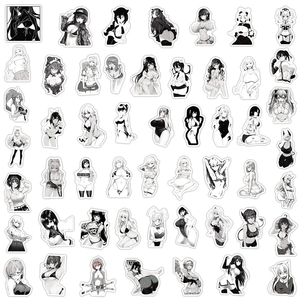 10/30/50/100pcs Anime Sexy Hentai Girl Waifu Stickers Skateboard Laptop Phone Computer Bike Car Guitar Cool Waterproof Sticker