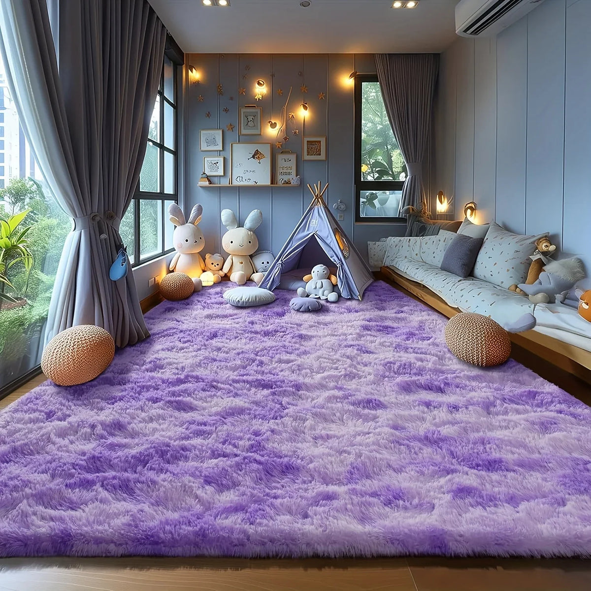 VIKAMA Silky Dream Purple Carpet High-end Carpet For Live Room Girls Bedroom Carpet Bedside Rugs Warm Washable Carpet Home Deco