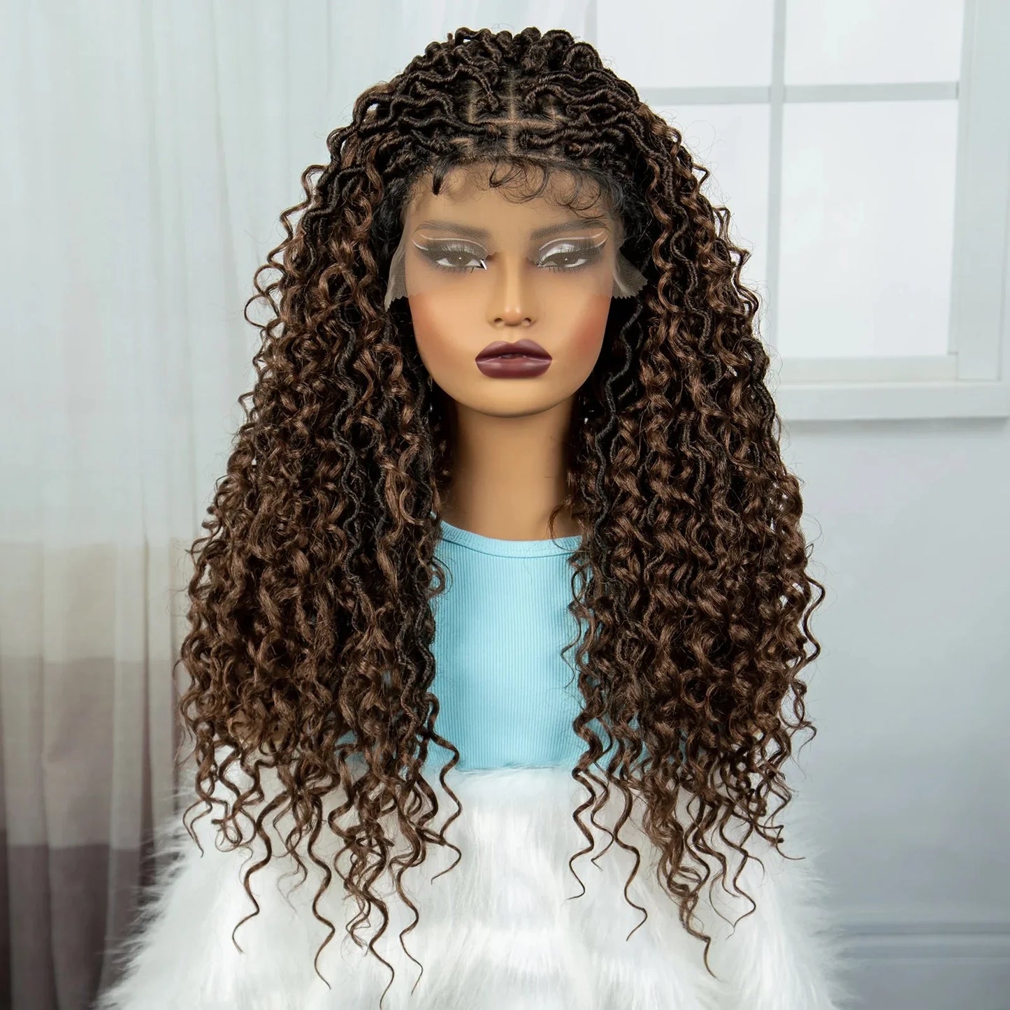 Burgundy Goddess Faux Locs Wig | Curly Ends | Lace Front | Baby Hair
