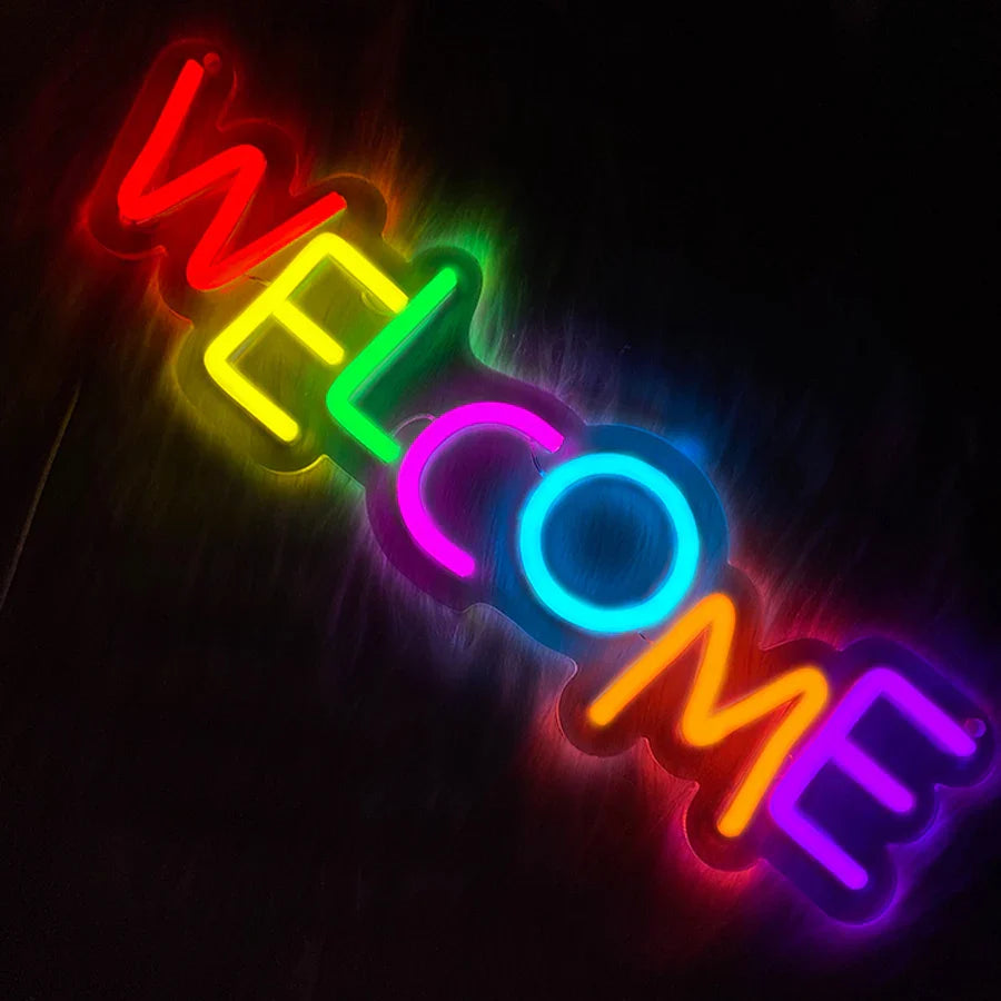 Welcome Neon Sign, Commercial Wall Lamp Usb Powered, Very Suitable For Restaurants, Salons, Bars, Coffee Shops, Shops Decor.