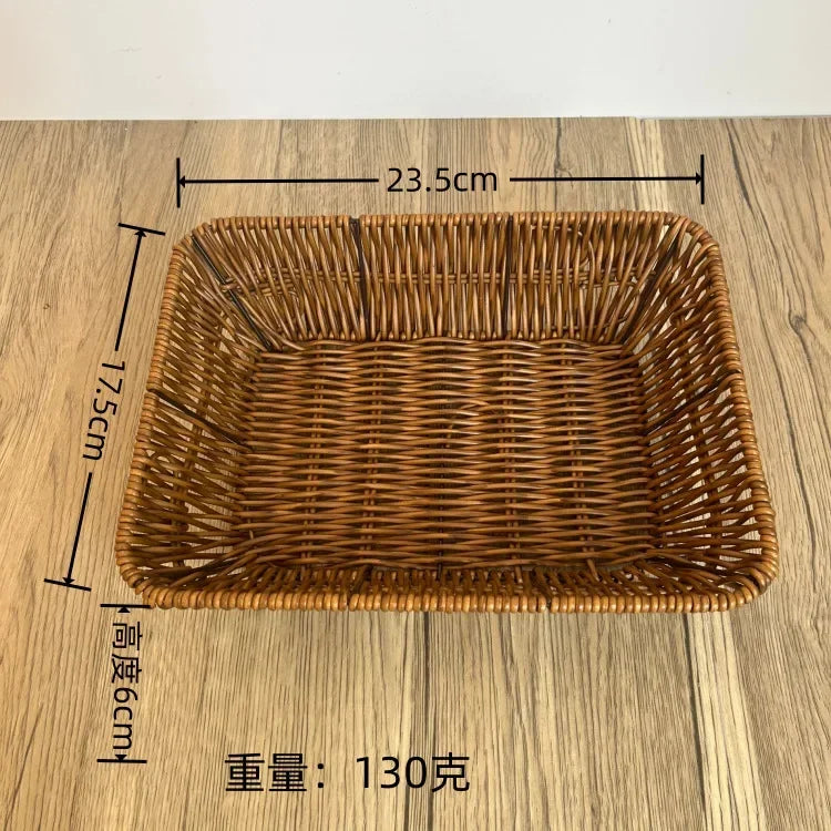 Imitation Rattan Fruit Basket Sundry Storage Basket Hand-Woven Storage Box Home Storage Supplies Tabletop Display Rattan Basket