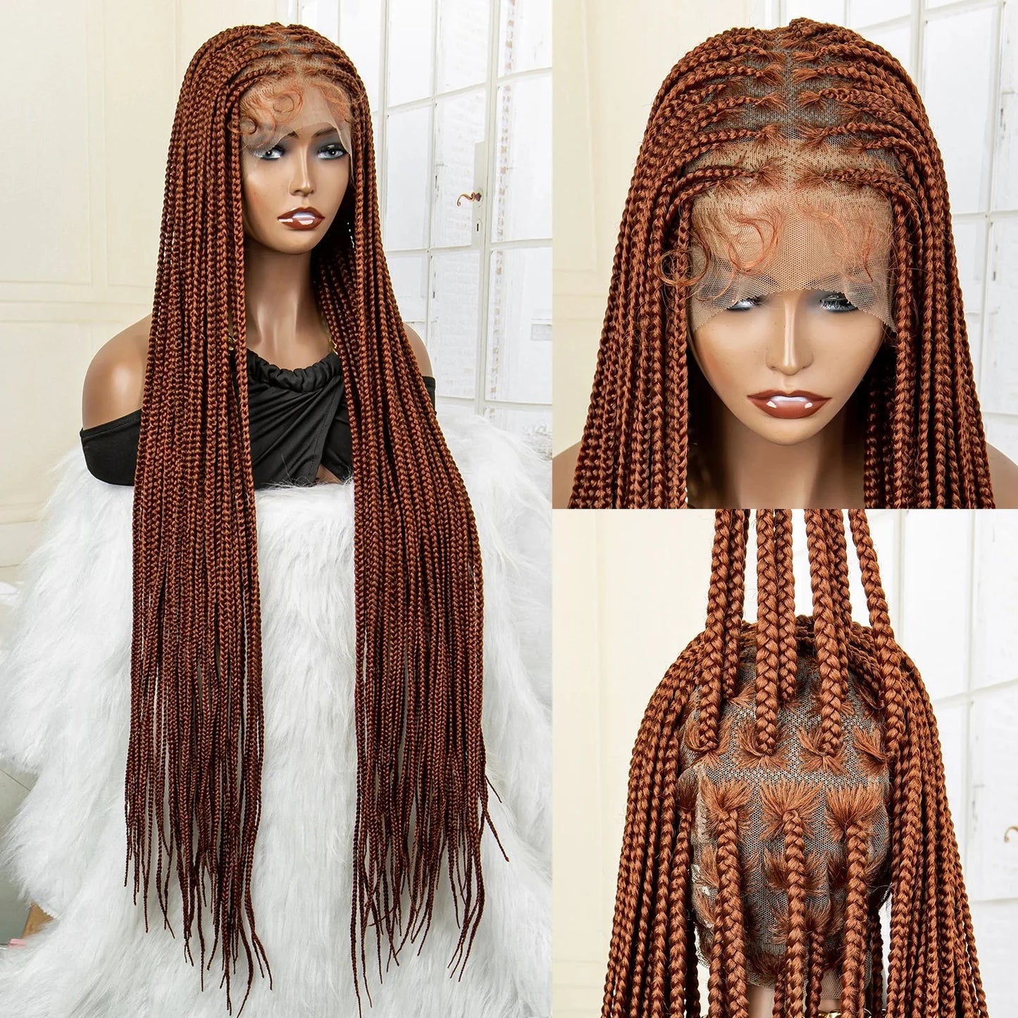 350# Blonde HD Full Lace Braided Wig | Knotless Box Cornrows | Crochet Braids | Synthetic Braids for Black Women
