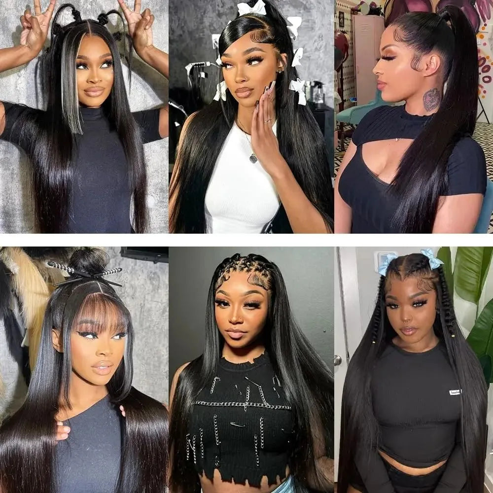 High Density Bone Straight Human Hair Wigs | 13x6 HD Lace Frontal Wig (30-40 Inch Transparent Lace Front Wigs for Women - On Sale)