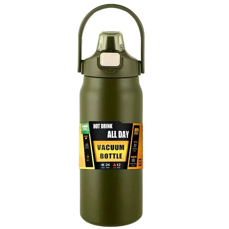 800-1500ML 304 Stainless Steel Thermal Mug Outdoor Thermos Bottle Portable Tumbler Vacuum Flasks Cold&Hot Straw Water Bottle