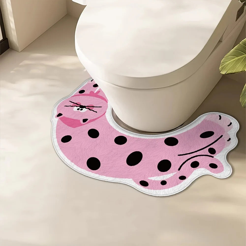 VIKAMA Diatomaceous Earth Bathroom Floor Mat Surround Shape Toilet Floor Rug Absorbent Non-Slip Mat Anti-Fouling Bathroom Decora