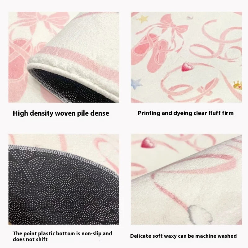 VIKAMA Faux Cashmere Rug, Thickened Absorbent Stain-Resistant Non-Slip Mat for Bedside and Home Use