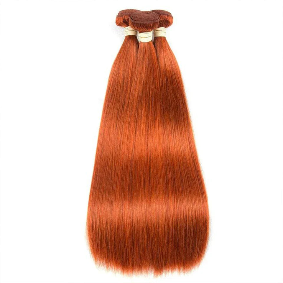 Orange Ginger Straight Human Hair Weave Bundles | Brazilian Remy Extensions