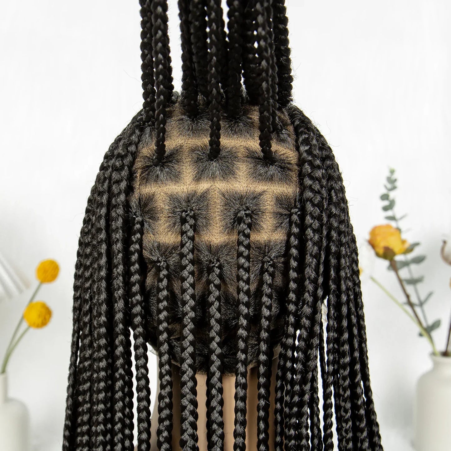 HD Transparent Full Lace Knotless Box Braids Wig | Cornrows Accent