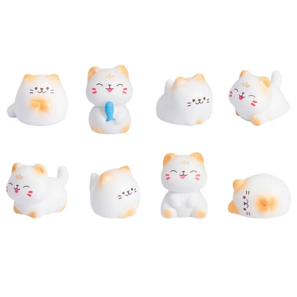 8pcs Mini Cats Ornament Fairy Garden Kitten Statue Gift Kids Children Baby Room Decoration Toys Miniature Figurines Home Decor
