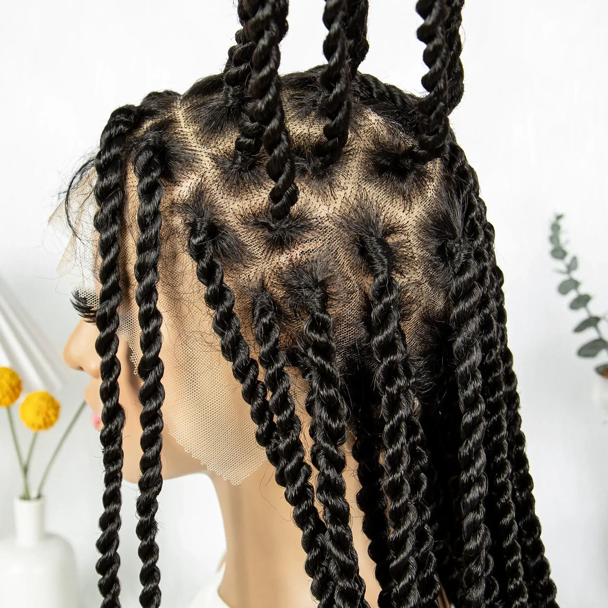 Real Shot High-Quality Twisted & Faux Locs Braided Wig | Transparent Full Lace Goddess Braids | Synthetic Hair for Black Women