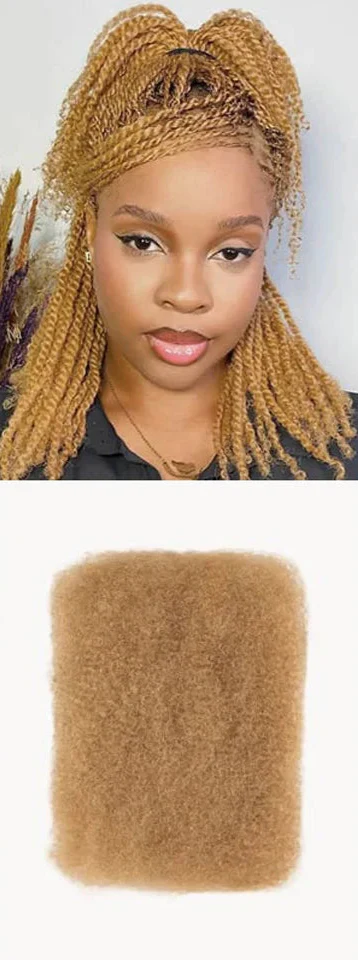 Remy Afro Kinky Bulk Human Hair for Braiding | No Attachment DIY Mini Twists & Braids (Brazilian, 1Pc)