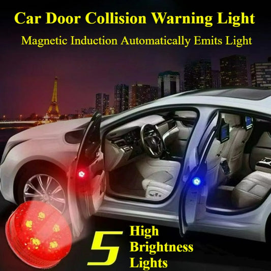 LED Car Opening Door Safety Warning Anti Collision Lights Magnetic Sensor Strobe Flashing Alarm Parking Lights Prevent Accidents