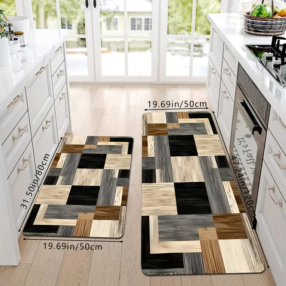VIKAMA Geometric Patchwork Floor Mat Kitchen Rug Soft Door Mat Welcome Mat Living Room Carpet Rug For Bedroom Home Decoration