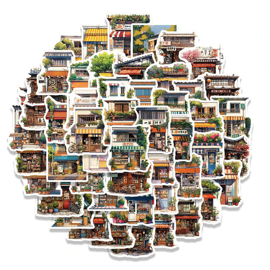 10/30/55pcs Japan Style Retro Beautiful Convenience Store Aesthetic Stickers Skateboard Laptop Suitcase Decoration Sticker Toys