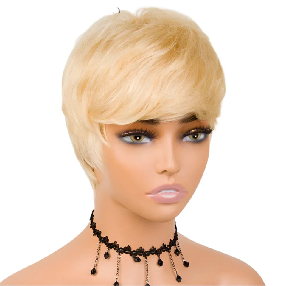 Rebecca Grey Bob Wig | Short Straight Pixie Human Hair with Bangs