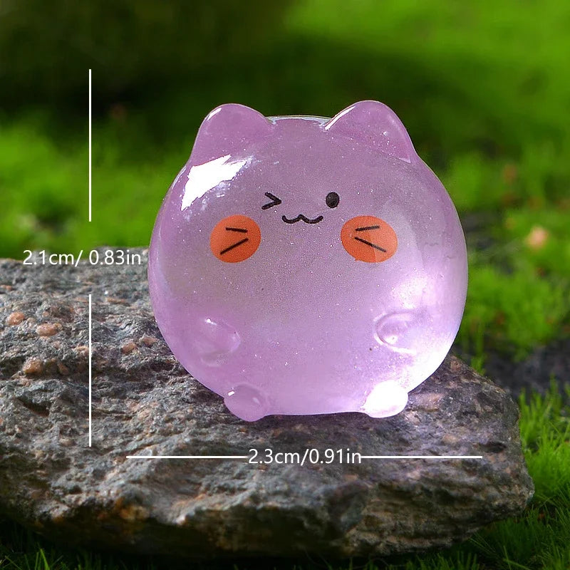 5-50pcs Mini Cartoon Cat Luminous Ornament Crafts Miniature Figures Tiny Micro Landscape Home Decoration Accessories Gifts