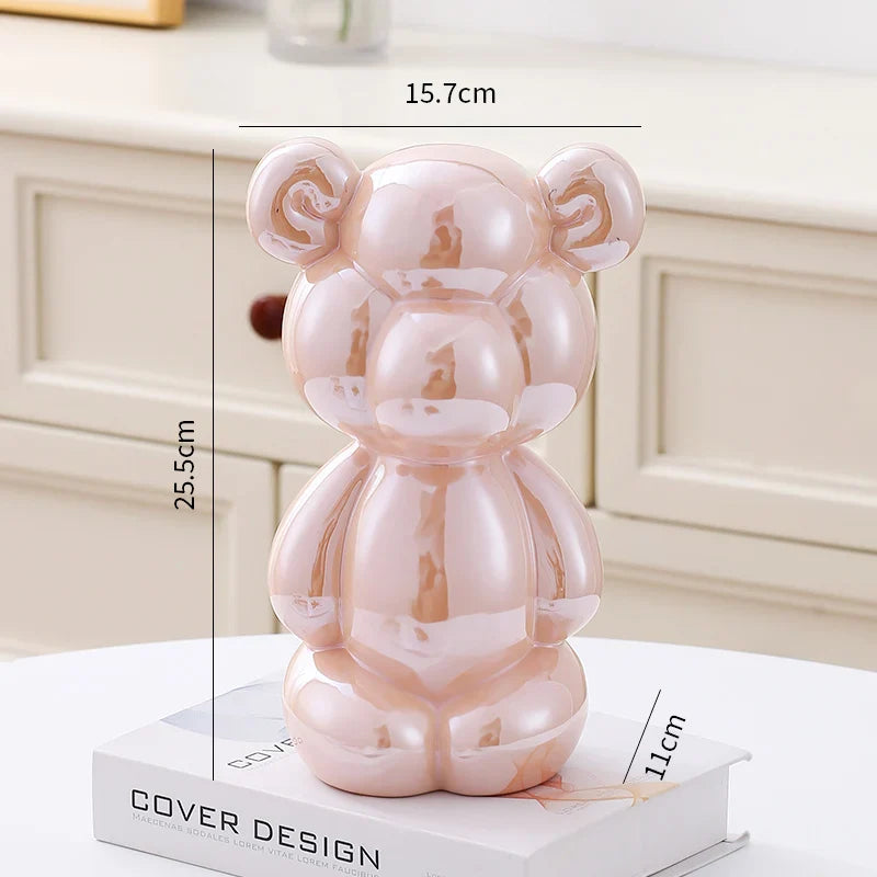 Ceramic Little Fat Bear Sculpture Home Decor room Decoration Accessories Office Nordic Animal Decorative Sculptures Figurines