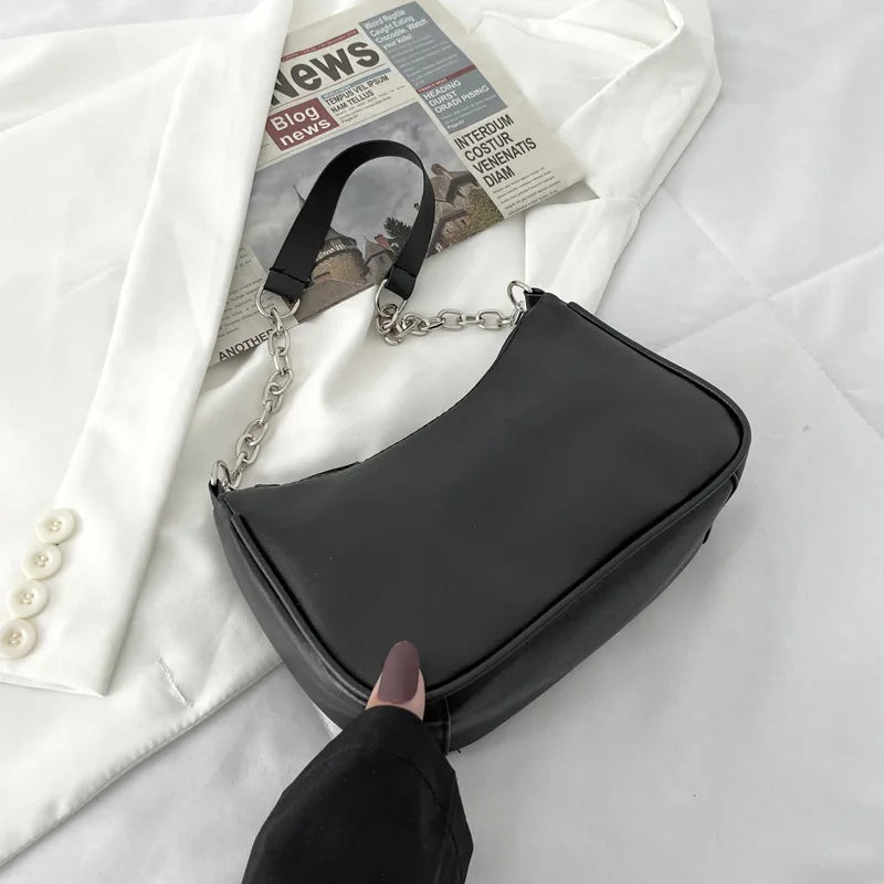 Shoulder Bags Women Underarm Chain Bag | PU Candy Colors Zipper Summer Simple Students Daily Casual Handbags