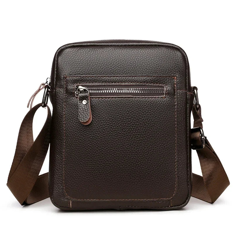 High Quality Genuine Leather Men's Shoulder Bag | Cow Leather Casual Daily Use Crossbody Purse & Handbag (Soft, Solid Color)