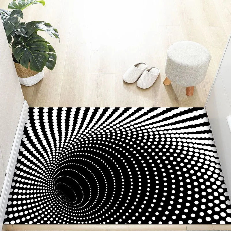 VIKAMA 3D Dizziness Crystal Velvet Floor Mat Durable and Easy to Clean Anti-Slip Mat for Home Decoration Entry Door Mat