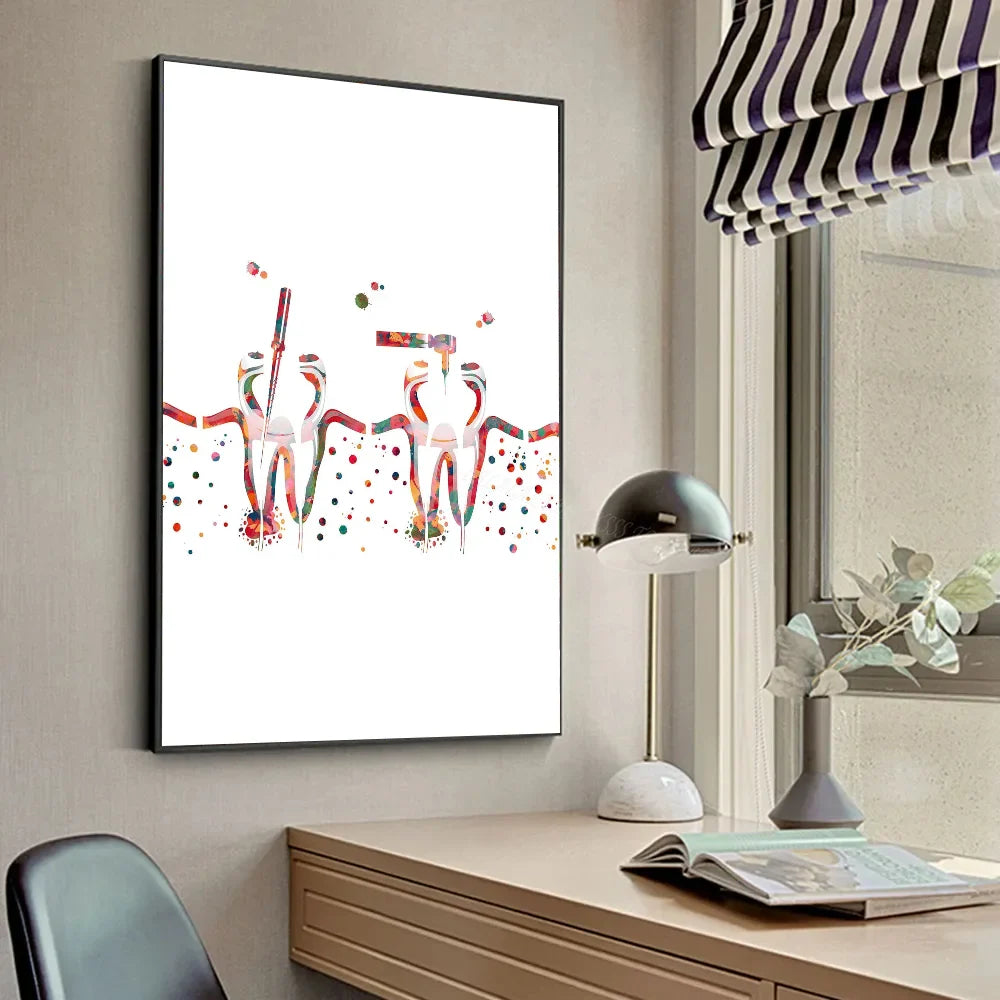 Anatomy Human Teeth Art Posters Teeth Row Teeth Illustra Poster HD Posters Home Room Bar Cafe Decor Art Wall Painting Picture