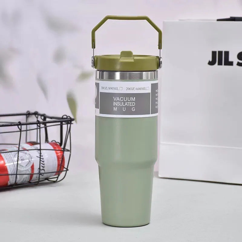 30 Oz Insulated Mug 304 Stainless Steel Drinkware Vacuum Insulation BPA free Tritan Material, Perfect for Iced and Hot Drinks