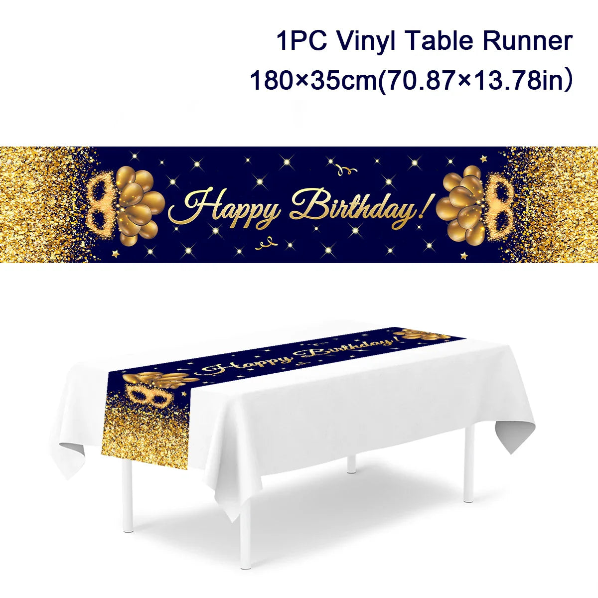 Black Gold Birthday Table Runner 30 50 Birthday Tablecloth Balloon Party Decoration For Home Backdrop Wedding Adult Anniversary