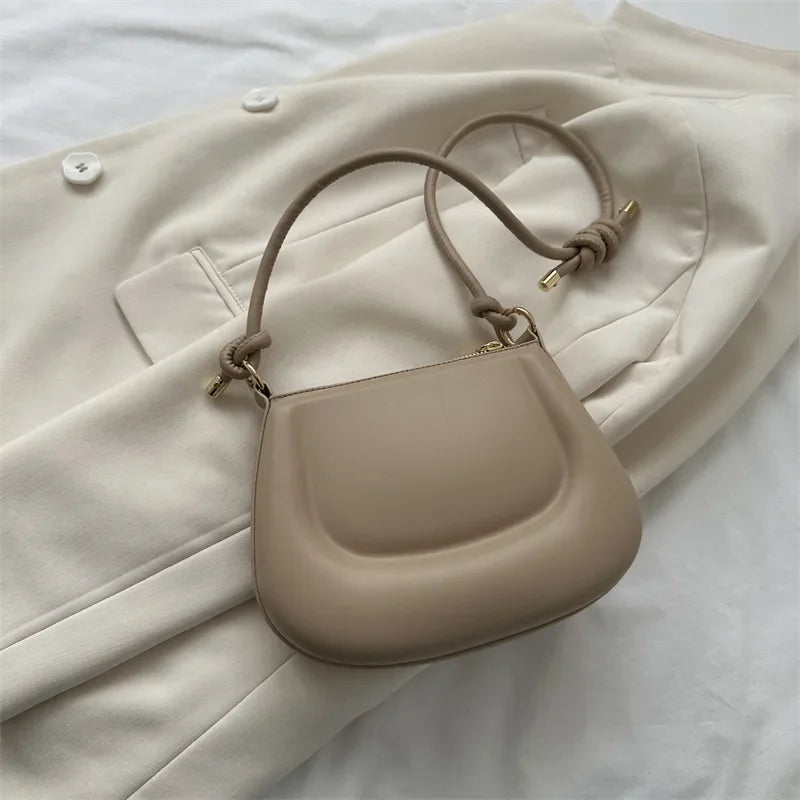Soft PU Leather Ladies Crossbody Bag | Women's Purple Underarm Bag & Retro Solid Color Handbag (Fashion Design Girl Small Shoulder Bag)