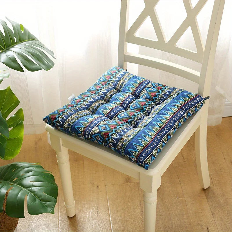 Soft & Comfortable Square Seat Cushion with Strap - Perfect for Office and Home Chairs, Polyester Dining Mat