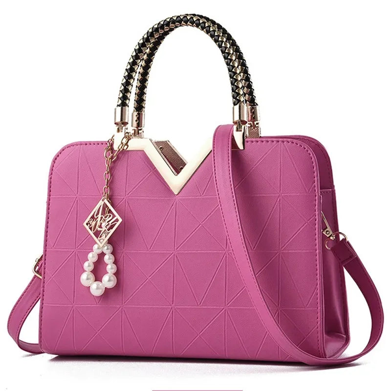 Women's Handbag Patchwork Shoulder Messenger | Office Work PU Leather Female Bag & Ladies Luxury Fashion Elegant Tote