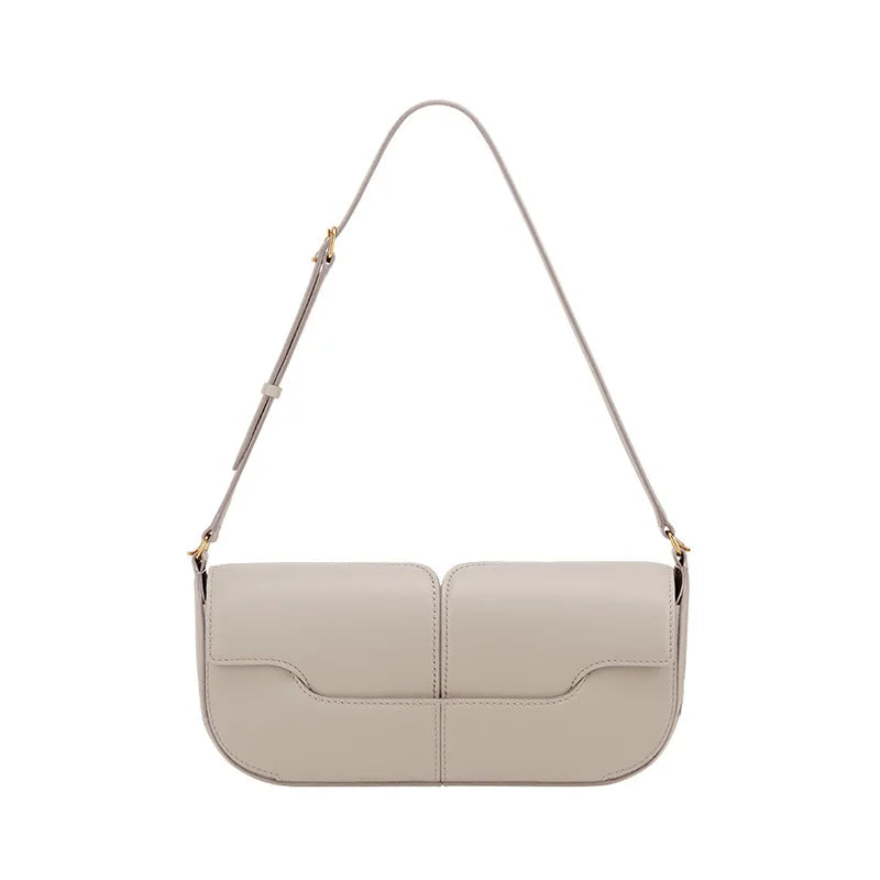 French Chic Compact Horizontal Saddle Bag | Luxury Woman Shoulder Underarm Stick Bag (Classic Long Clutch & Handbag)