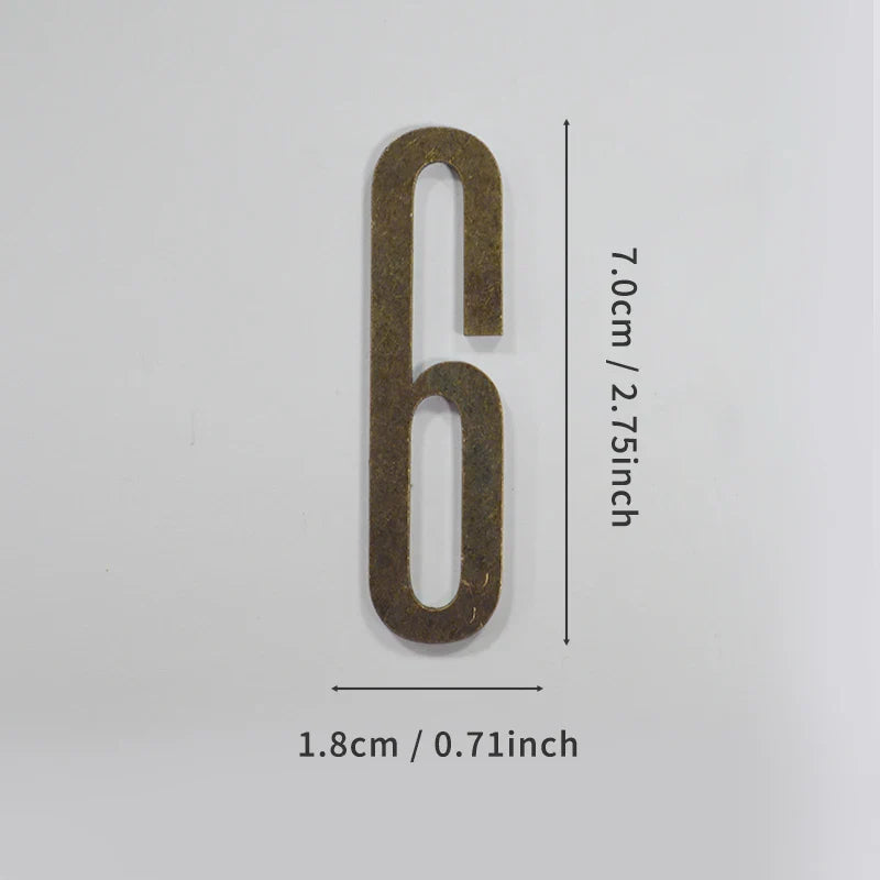 Bronze Door Number with Backing Adhesive 7cm Metal House Number Apartment Door Number for Outdoor Hotel Home Mailbox Label