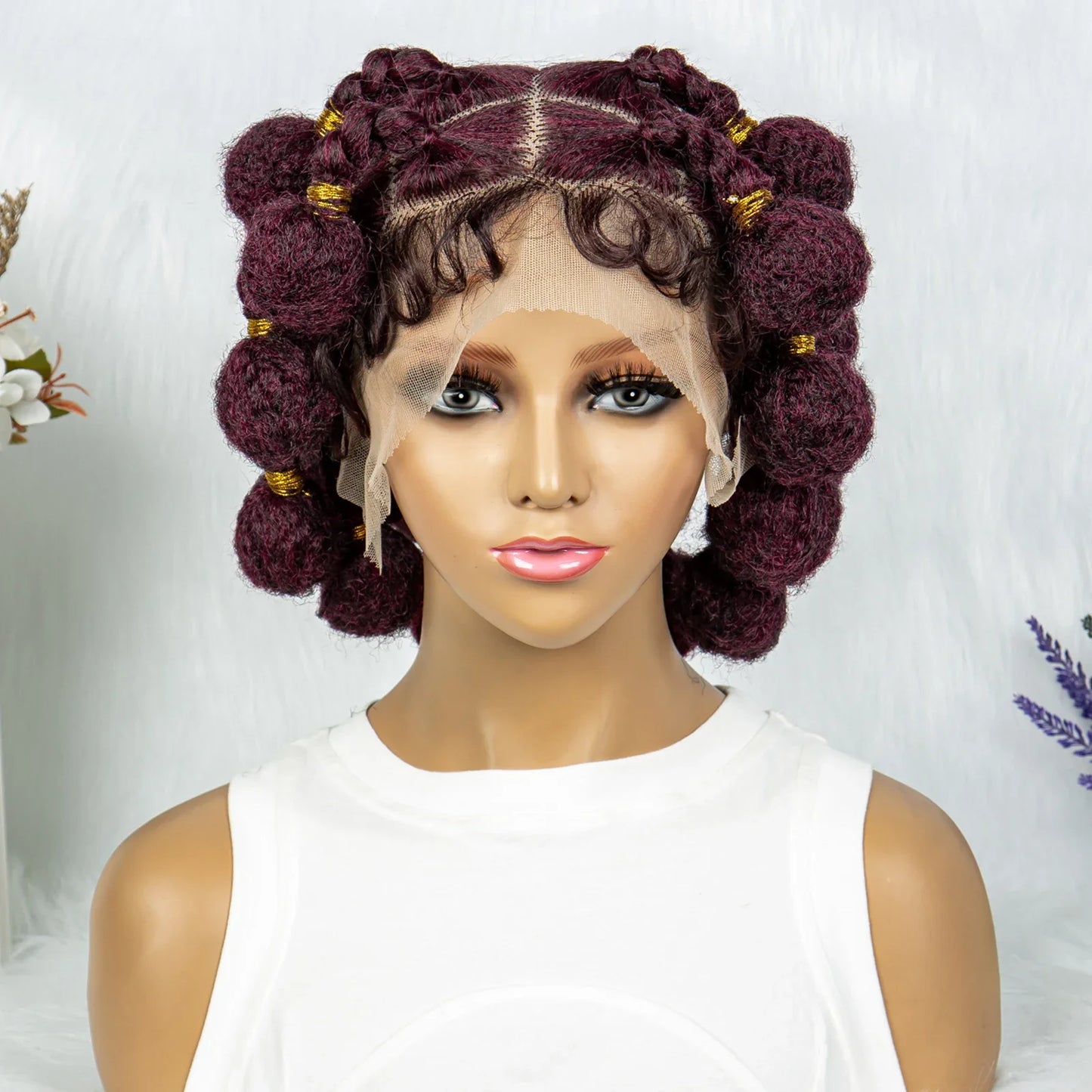 New Style Bantu Knot Knotless Box Braids HD Full Lace Wig | Synthetic Braided Wig for Black Women