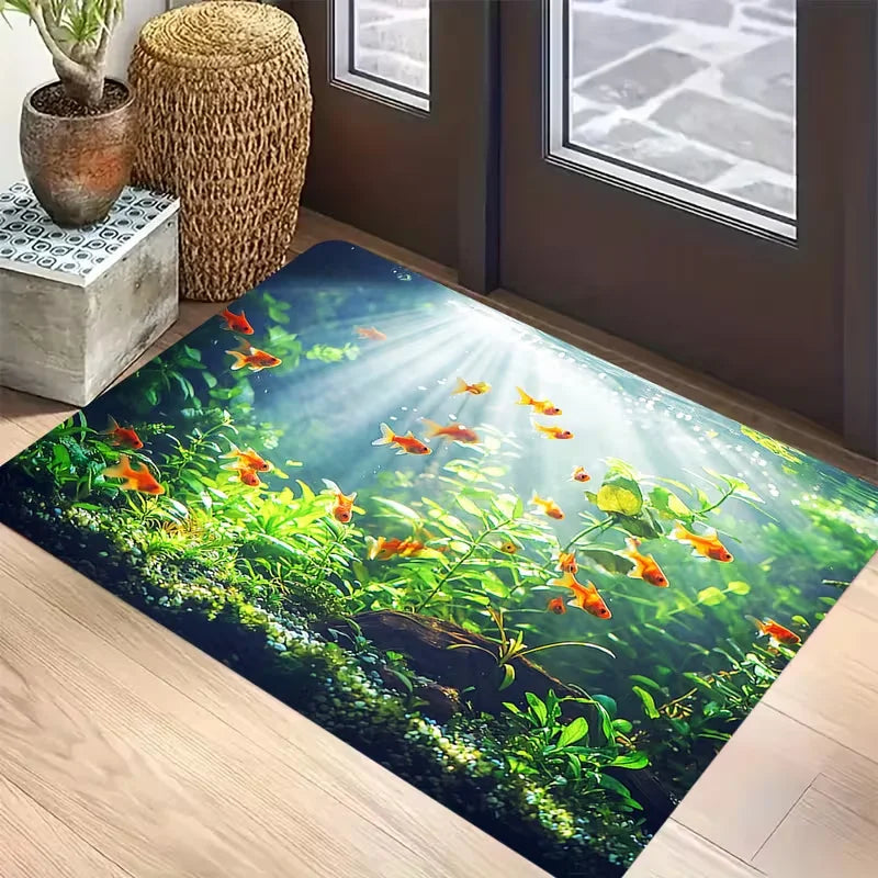 Sharks Glacier Door Mat Non-Slip Bathroom Floor Mat Microfiber Absorbent Machine Washable Mat for Bedroom Living Room Entrance