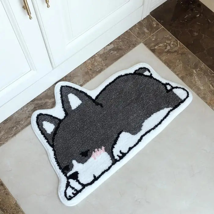 VIKAMA Cartoon Corgi Carpet Warm Touch Soft Bathroom Floor Mat Absorbent Foot Mat Living Room Bedroom Rug Doormat Home Dec