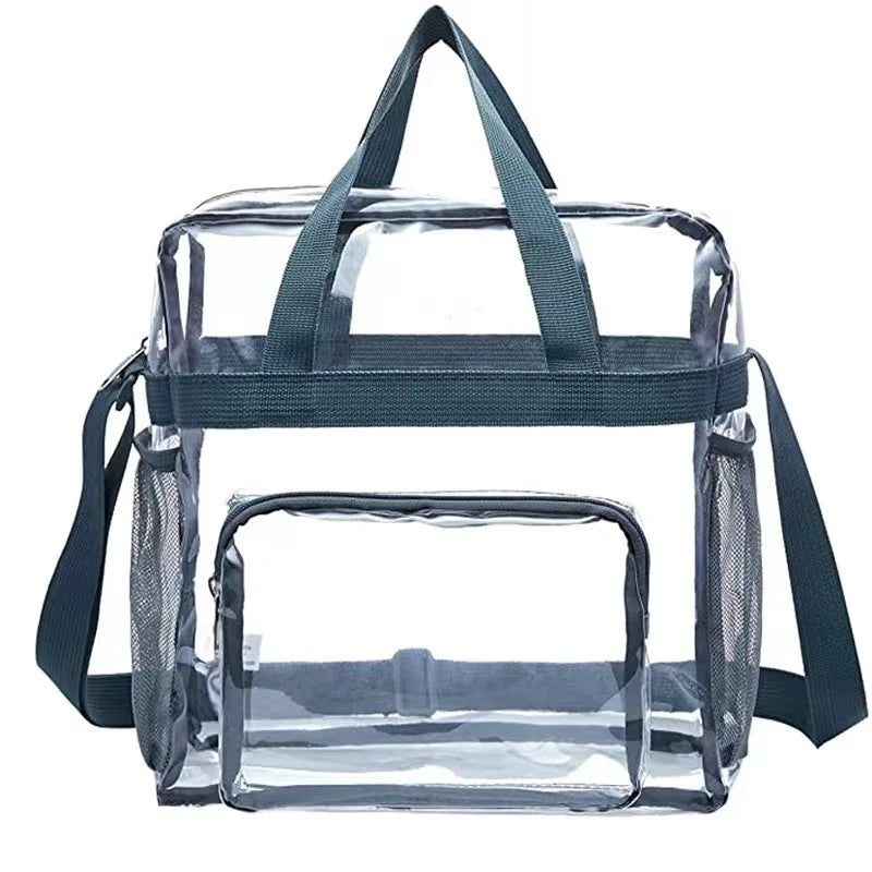 Portable PVC Clear Large Capacity Handbag | Women's Fashion Waterproof Casual Simple Crossbody Shoulder Bags & Purse (Stadium Approved)