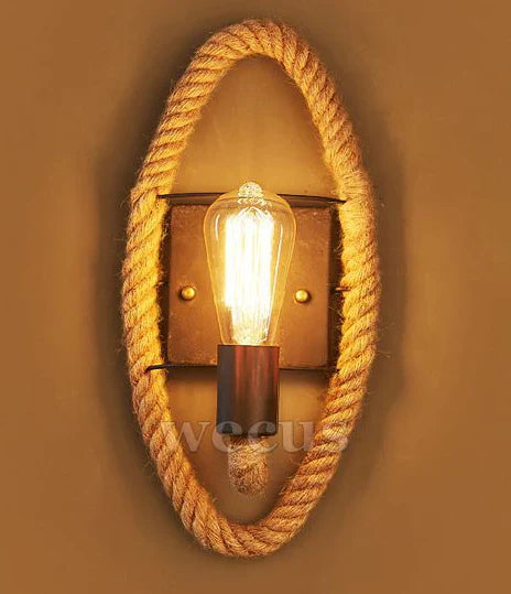 Retro Loft Rope Wall Lamp Stair Aisle Corridor Bedroom Living Room Restaurant Pub Cafe Wall Light Bra Round Wall Sconce