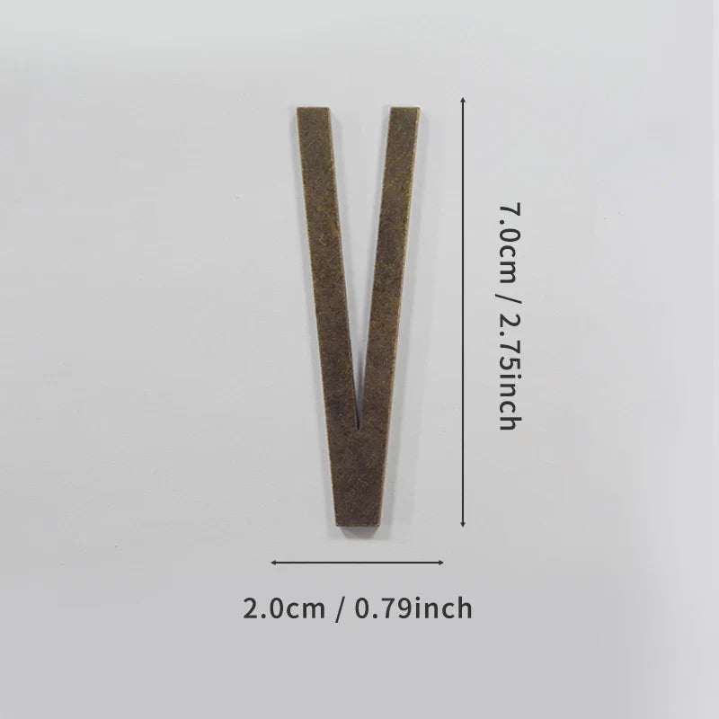 Bronze Self Adhesive House Number Metal English Alphabet Letters for Apartment Room Door Plate Table Mailbox Number Stickers 7cm