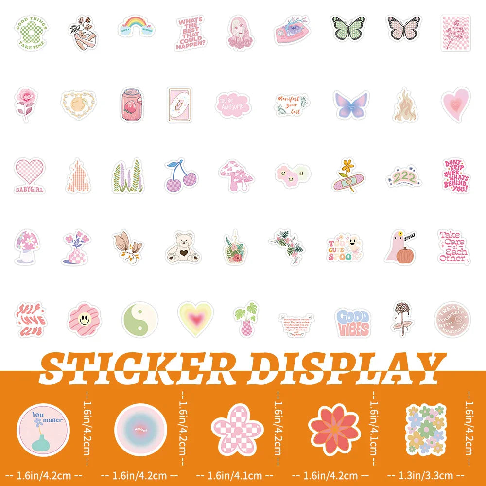 10/30/50/100pcs Cartoon Pink Danish Past Ins Graffiti Stickers Laptop Suitcase Phone Water Bottle Aesthetic Sticker Kids Toys